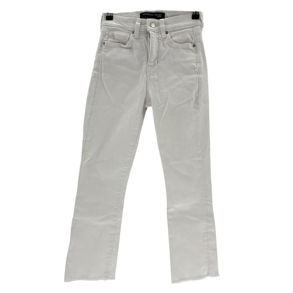 Veronica Beard High Rise White Carly Kick Flare Denim Jeans Size 25 - Picture 2 of 4